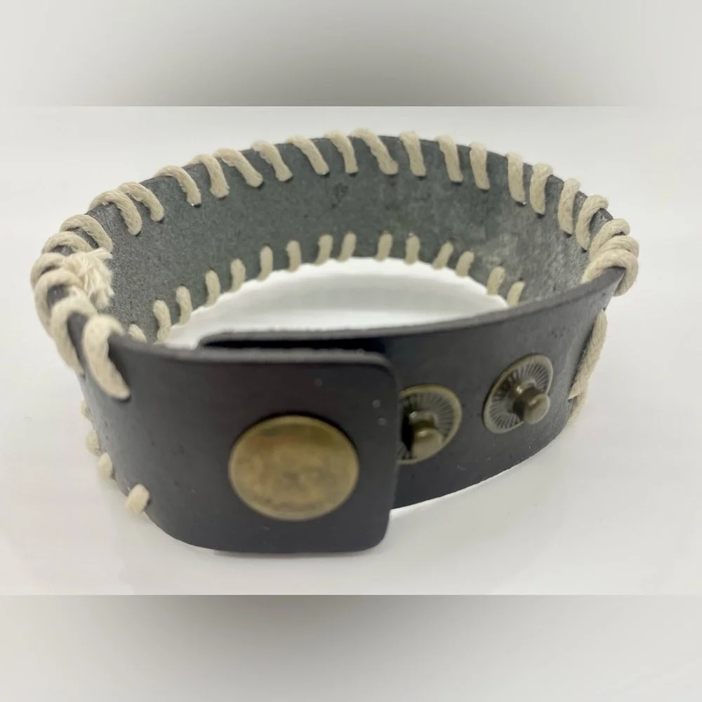 Mexican Artisan Handmade Brown Leather Cuff Braclet